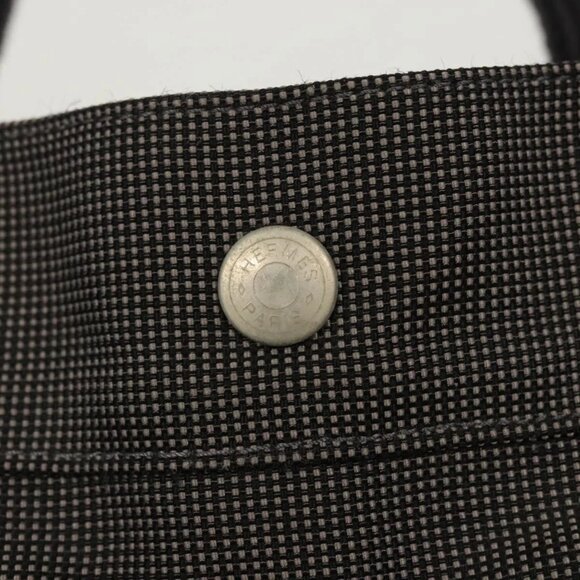 HERMES Her Line MM Hand Bag Canvas Gray Auth 121140 - Picture 14 of 16